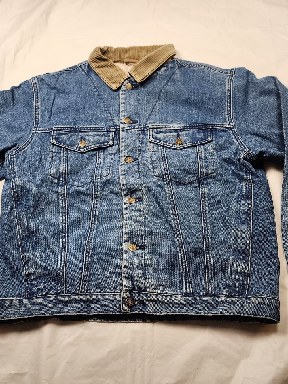 VTG THE TERRITORY AHEAD JEANS MEN'S CORDUROY COLLAR DENIM TRICKER JACKET SIZE L